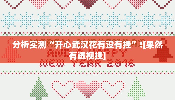 分析实测“开心武汉花有没有挂”![果然有透视挂]