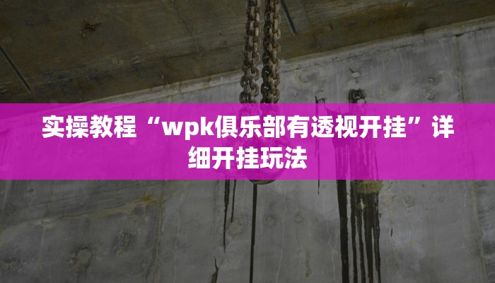 实操教程“wpk俱乐部有透视开挂”详细开挂玩法