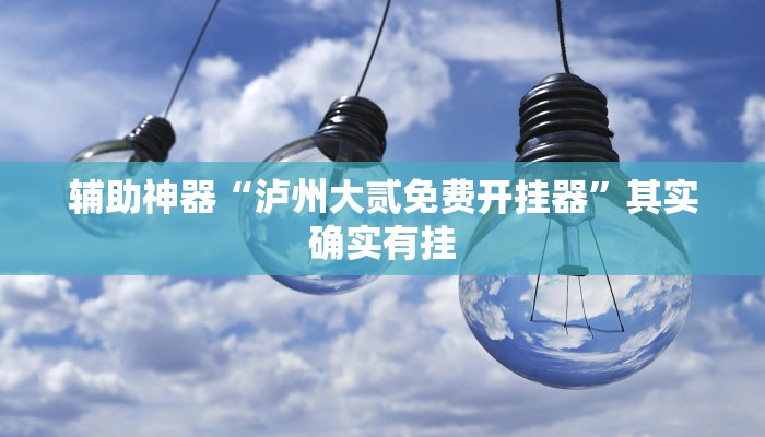 辅助神器“泸州大贰免费开挂器”其实确实有挂