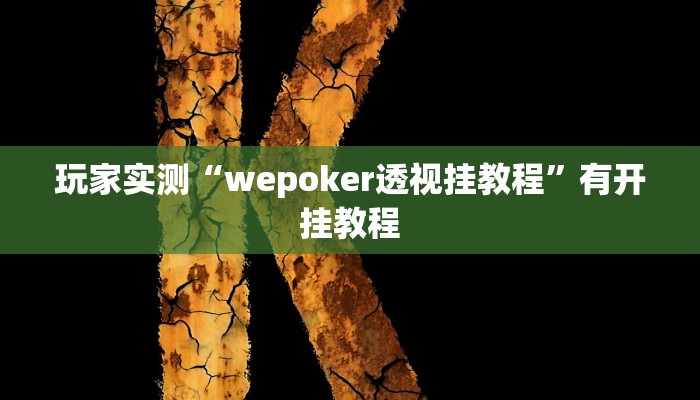 玩家实测“wepoker透视挂教程”有开挂教程 玩家实测“wepoker透视挂教程”有开挂教程