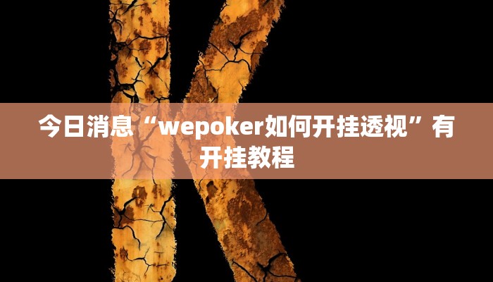 今日消息“wepoker如何开挂透视”有开挂教程