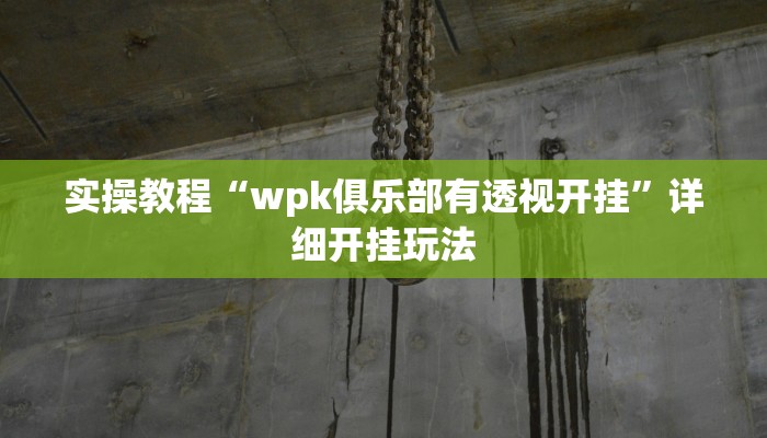 实操教程“wpk俱乐部有透视开挂”详细开挂玩法 实操教程“wpk俱乐部有透视开挂”详细开挂玩法