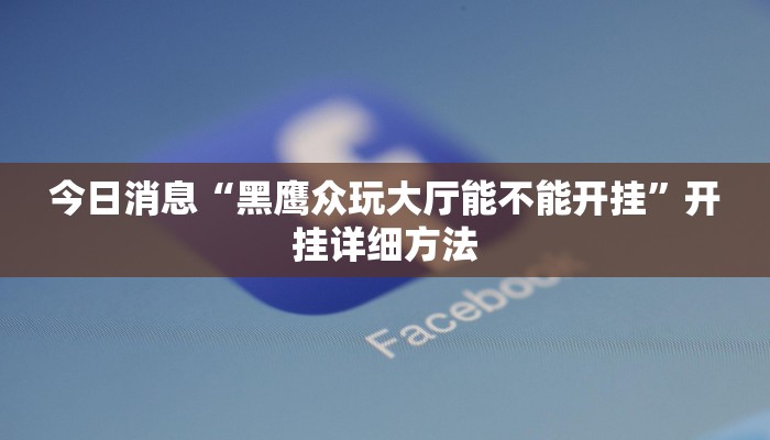 今日消息“黑鹰众玩大厅能不能开挂”开挂详细方法
