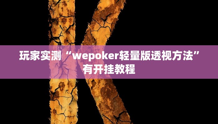 玩家实测“wepoker轻量版透视方法”有开挂教程