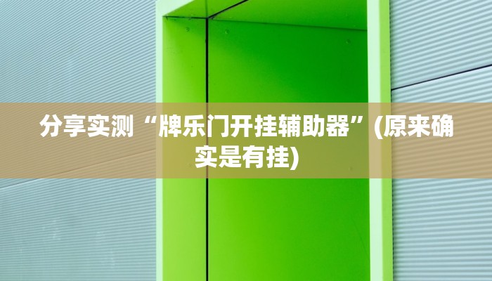 分享实测“牌乐门开挂辅助器”(原来确实是有挂)