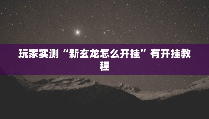 玩家实测“新玄龙怎么开挂”有开挂教程