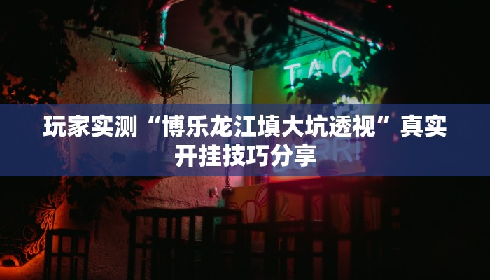 玩家实测“博乐龙江填大坑透视”真实开挂技巧分享